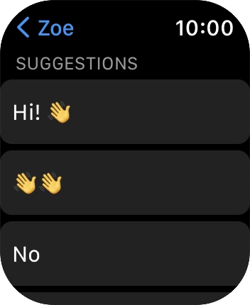 Press the required quick reply. Press the required quick reply.