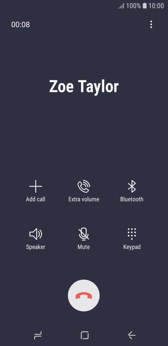Press the end call icon.