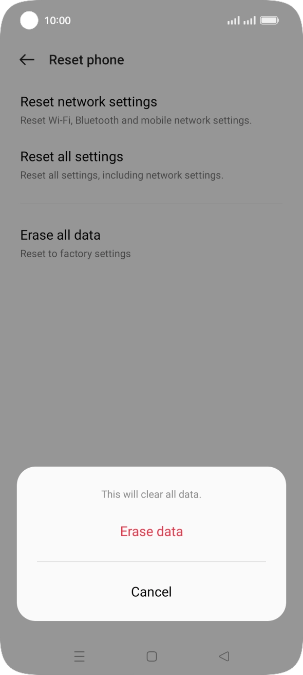 Press Erase data.