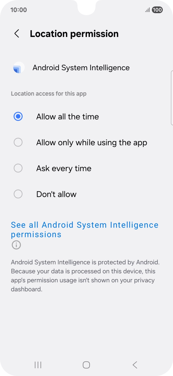 Press the required setting.