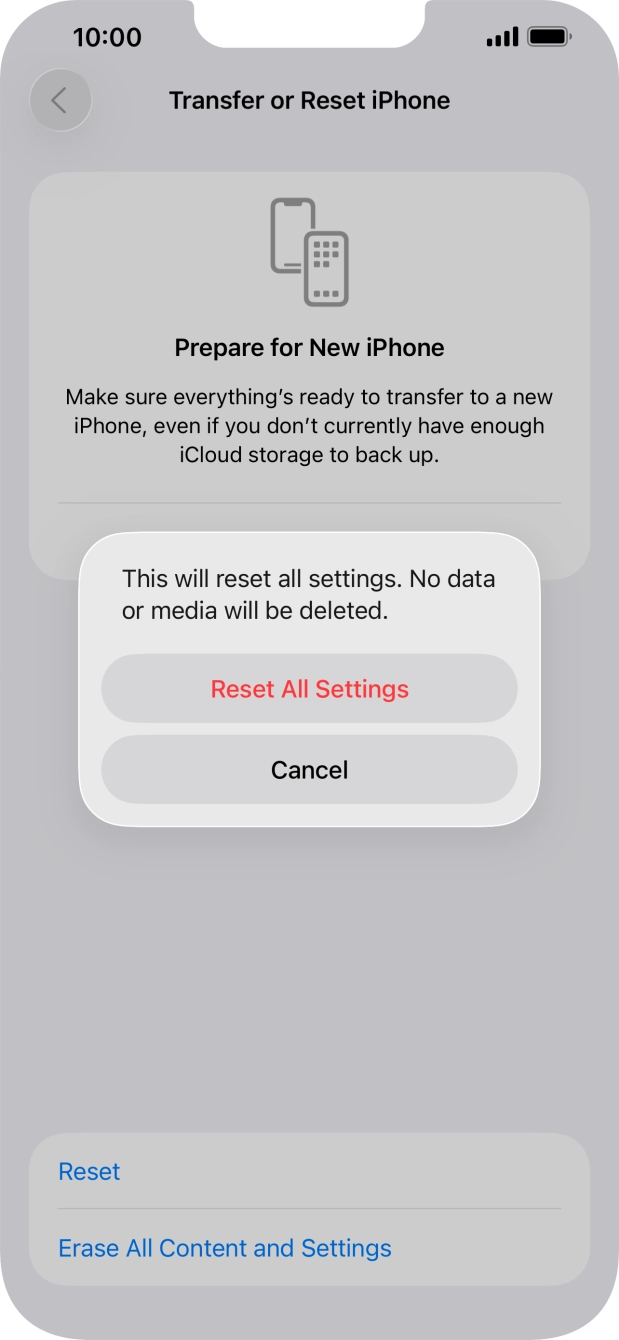 Press Reset All Settings.