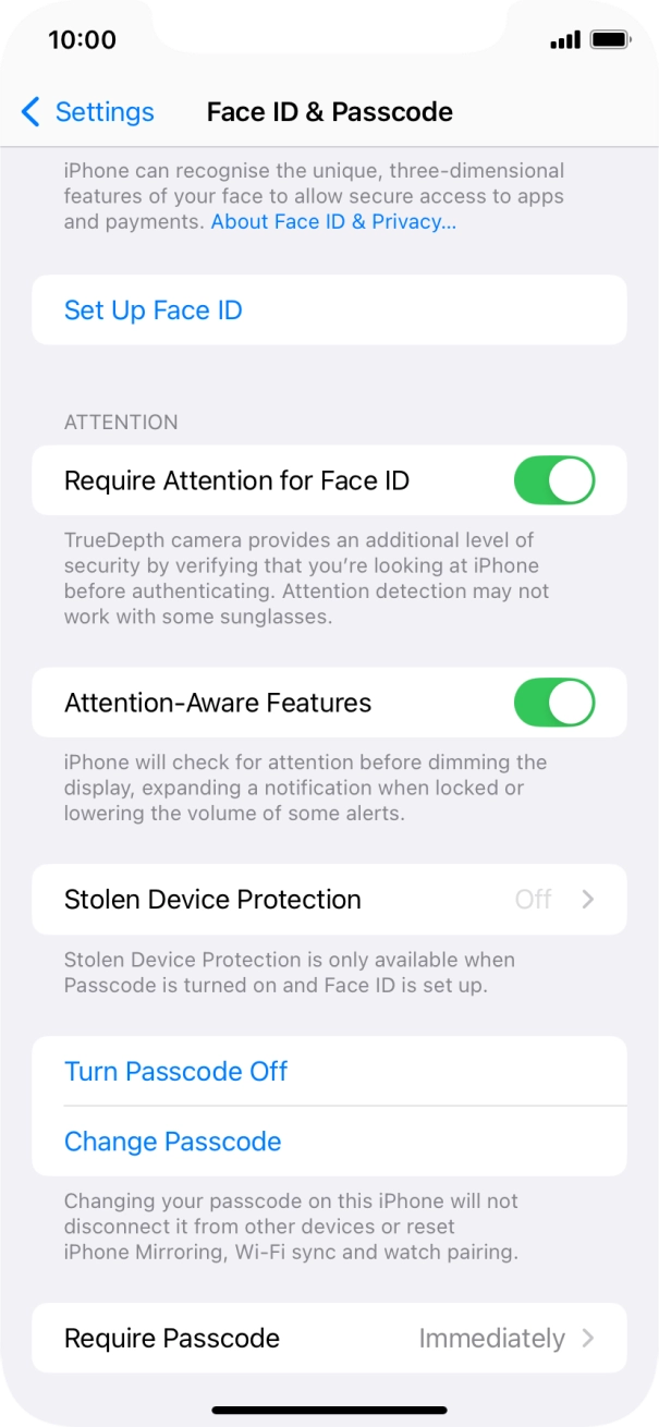 Press Turn Passcode Off and key in the lock code.