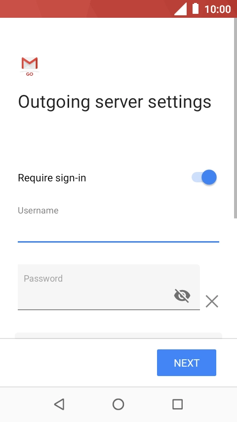 Press the field below 'Password' and key in the password of your email provider's outgoing server. Press the field below 'Password' and key in the password of your email provider's outgoing server.