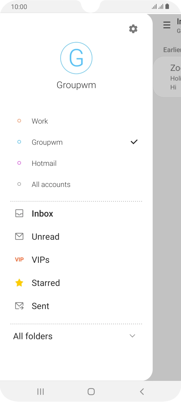 Press the required email account.