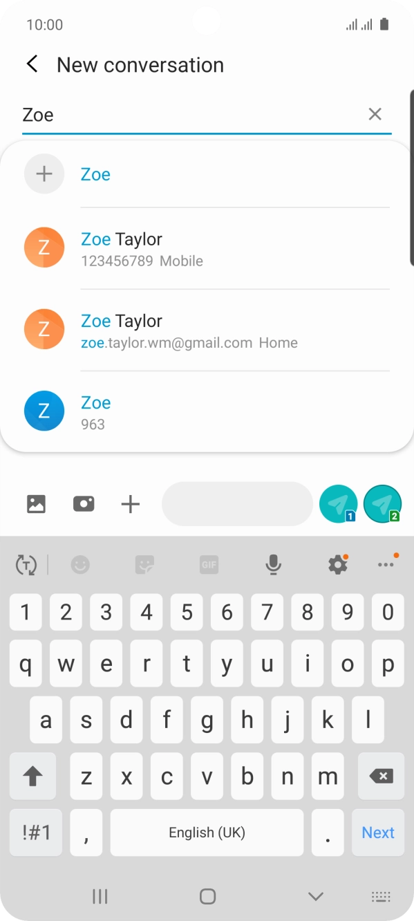 Press the required contact. Press the required contact.