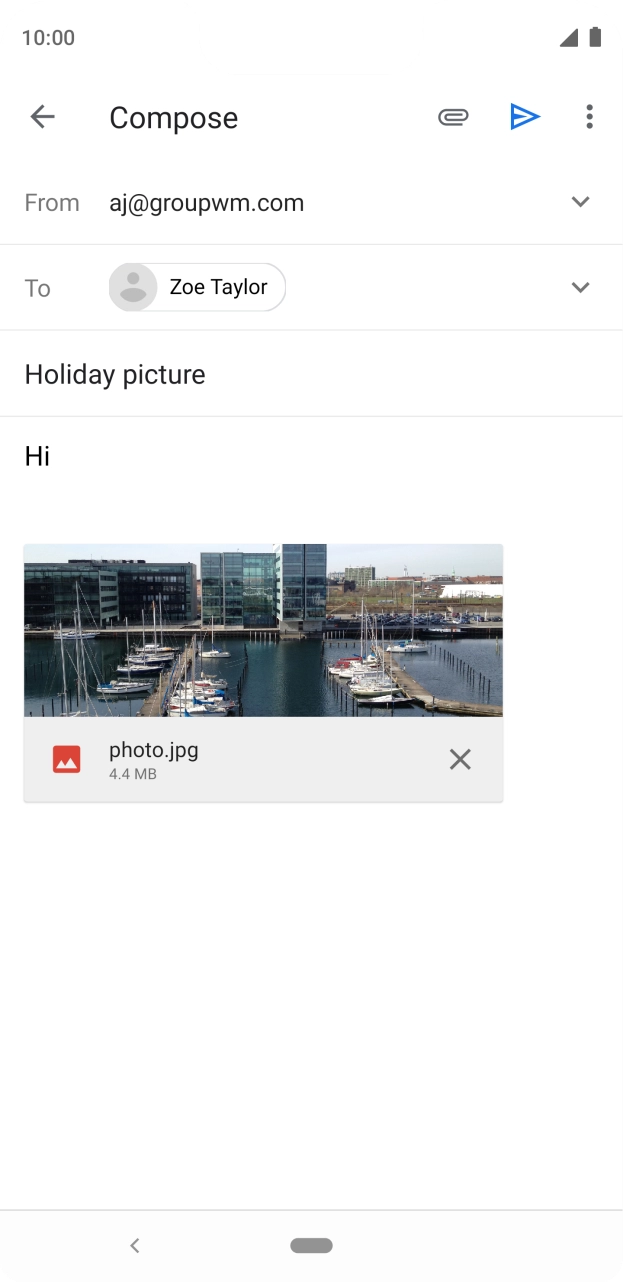 Press the send icon when you've finished your email.