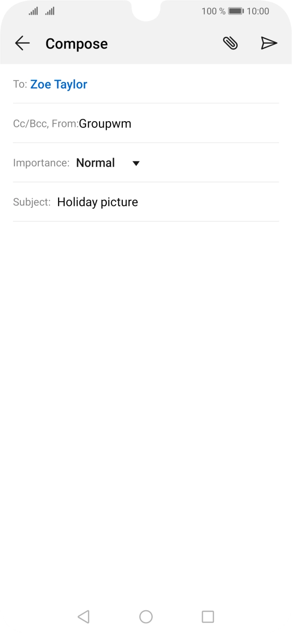 Press the text input field and write the text for your email.
