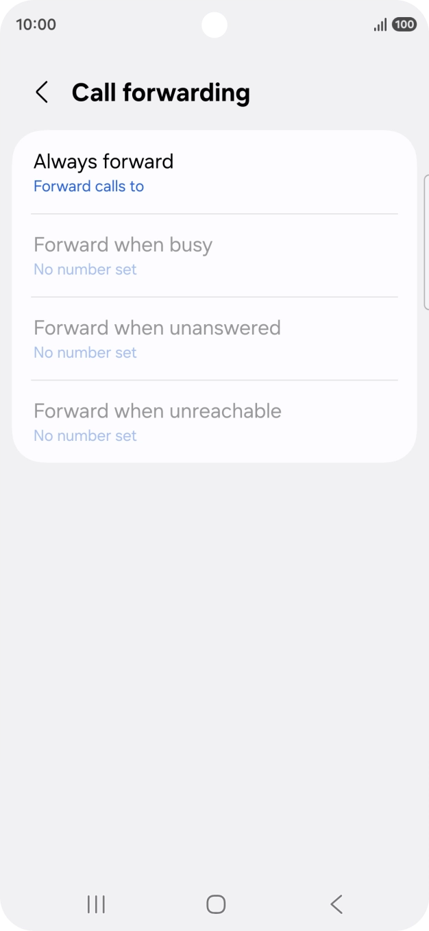 Press the required divert type.