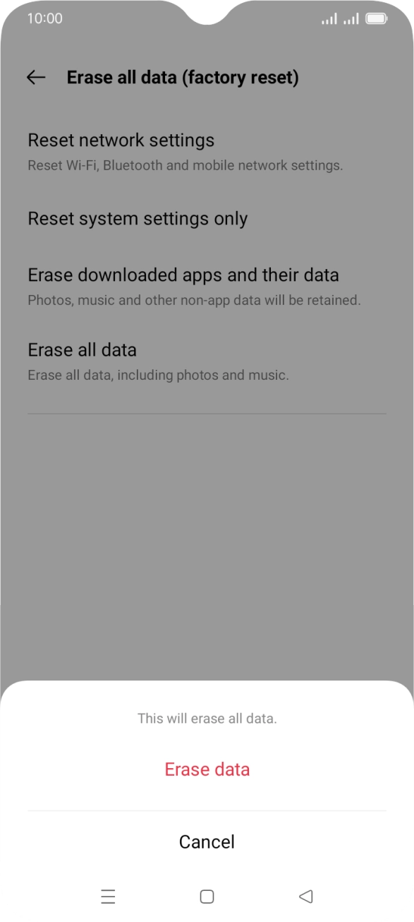 Press Erase data.