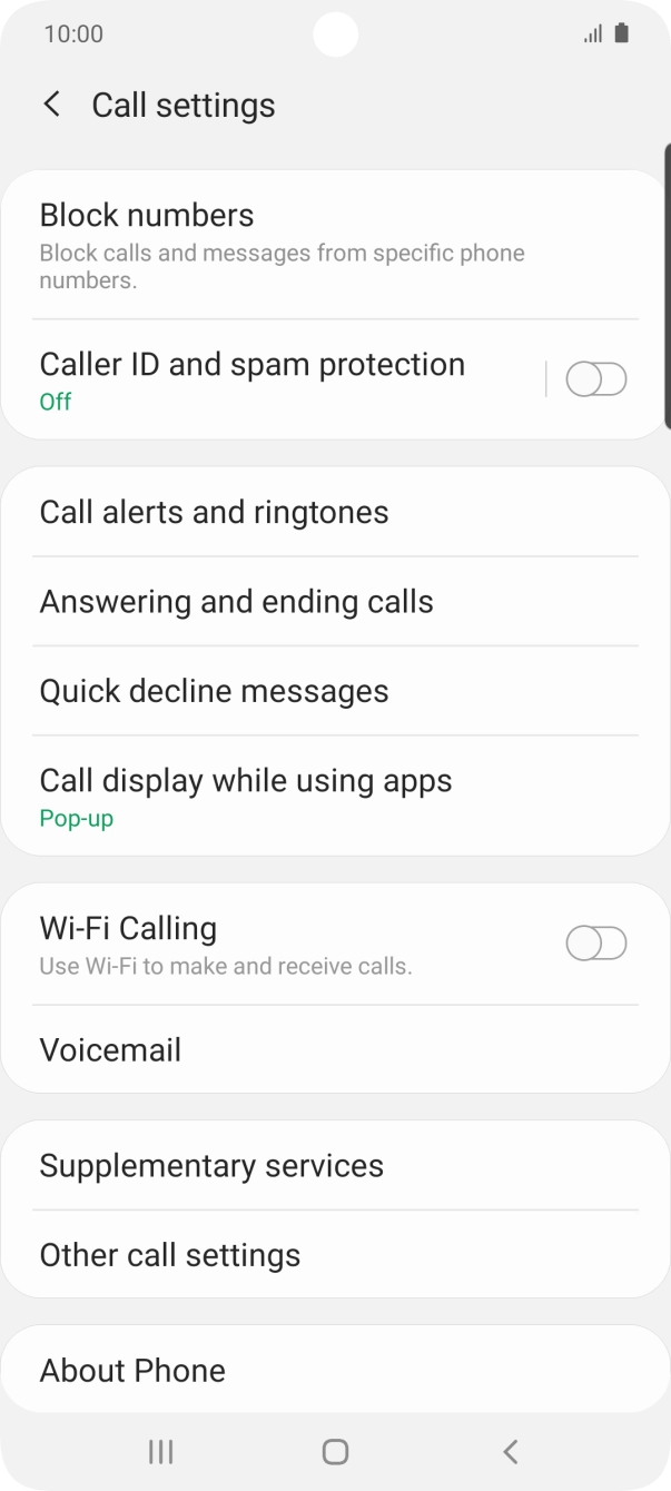 Press the indicator next to 'WiFi Calling' to turn the function on or off.