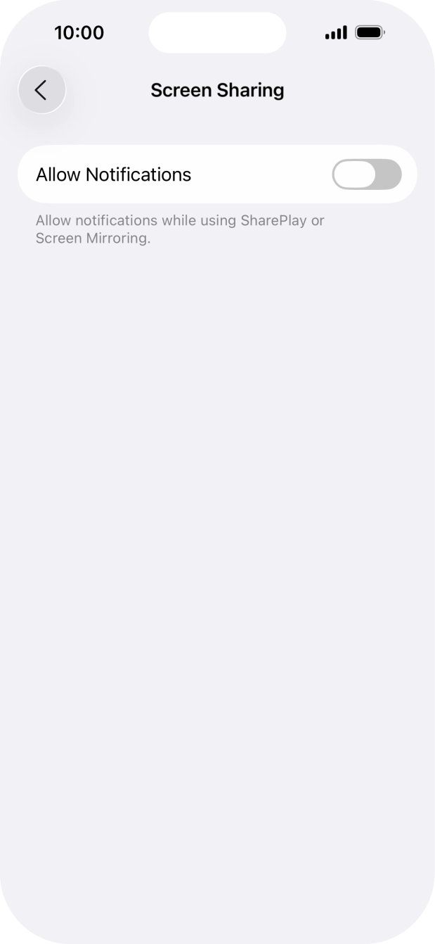 Press the indicator next to 'Allow Notifications' to turn the function on or off. Press the indicator next to 'Allow Notifications' to turn the function on or off.