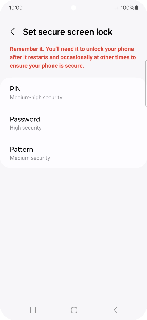 Press the required lock code and follow the instructions on the screen to create an additional lock code.