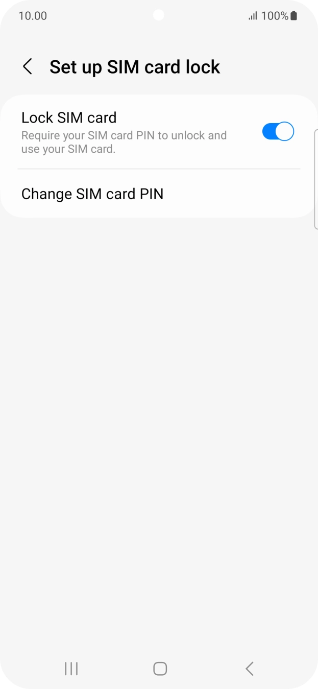 Press the indicator next to 'Lock SIM card' to turn the function on or off.