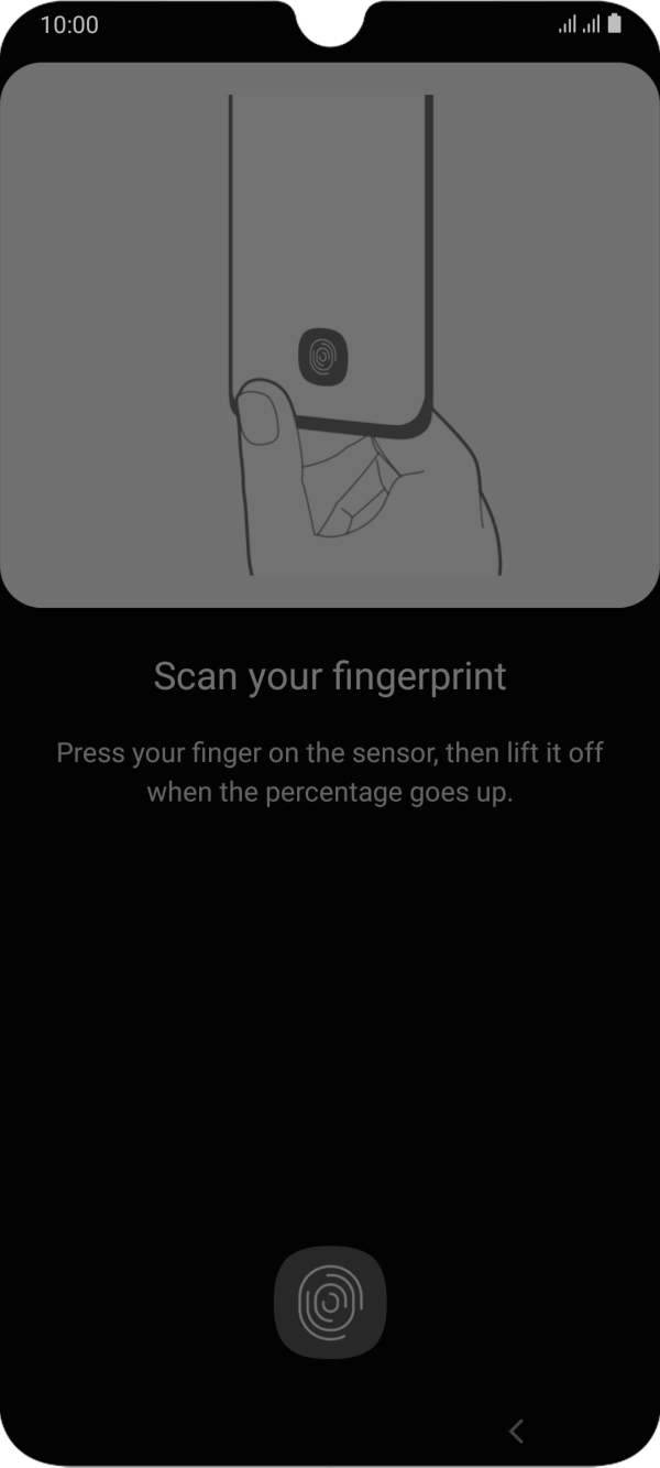 Follow the instructions on the screen to create the phone lock code using your fingerprint. Follow the instructions on the screen to create the phone lock code using your fingerprint.