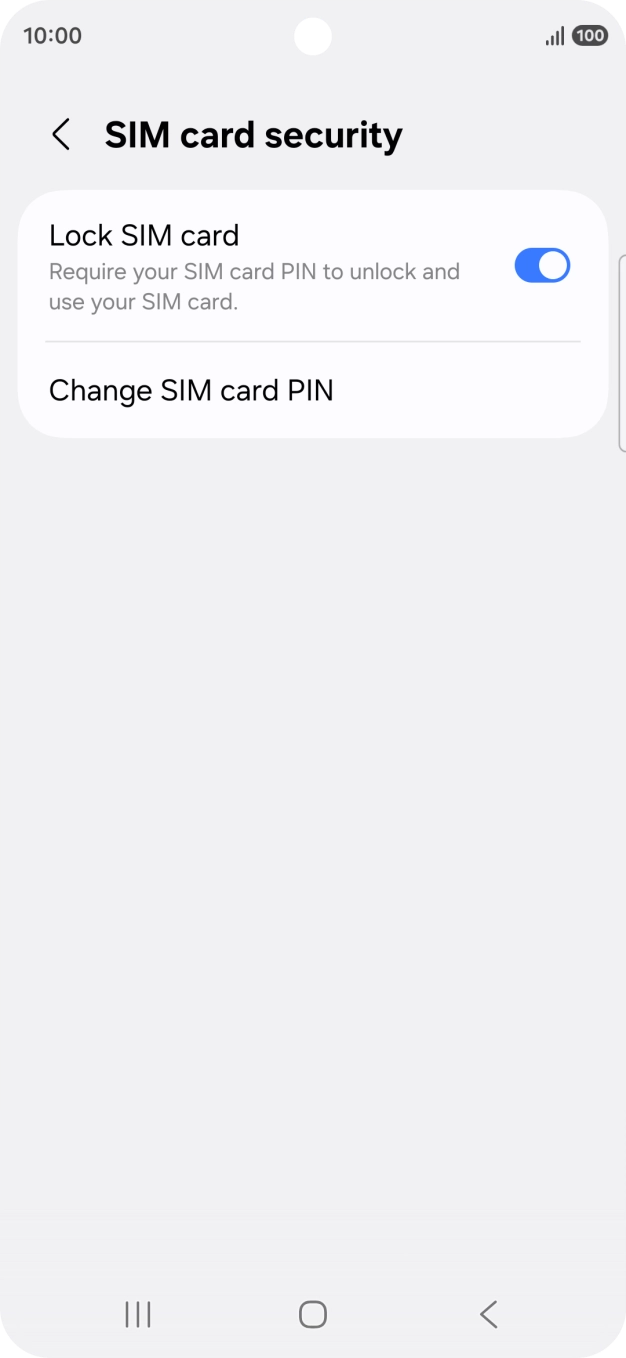 Press the indicator next to 'Lock SIM card' to turn the function on or off.