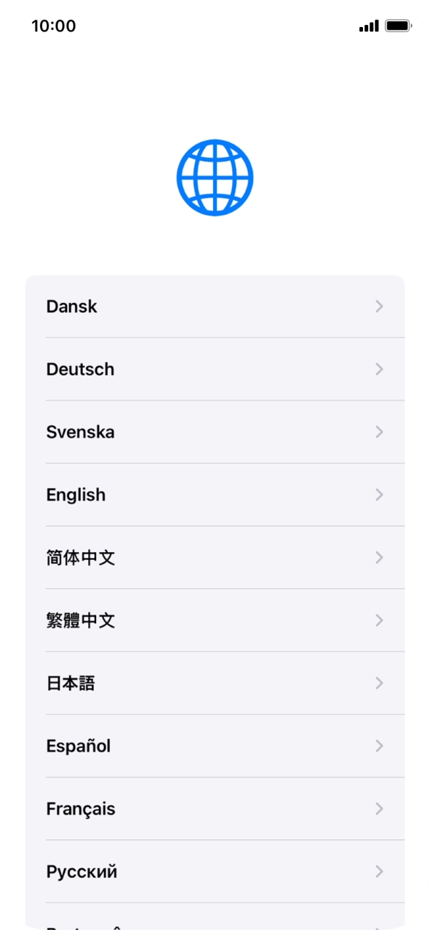 Press the required language. Press the required language.