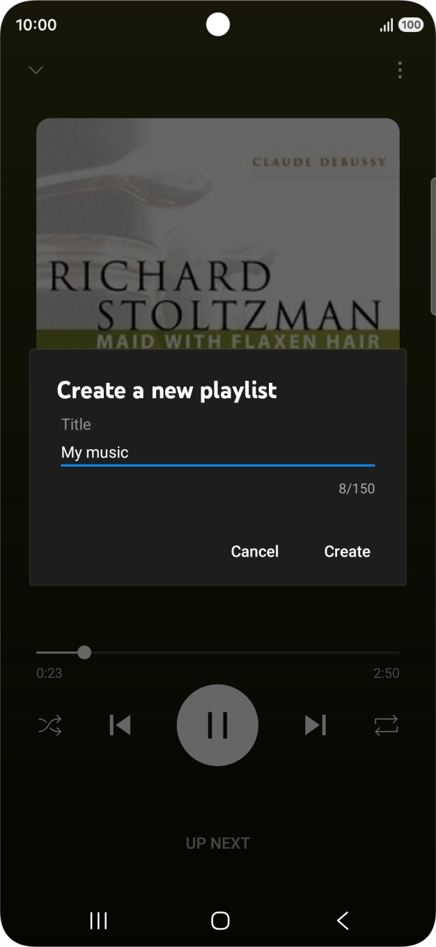 Key in a name for the playlist and press Create.