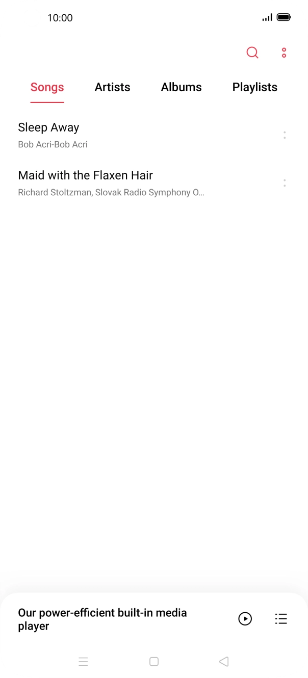 Press the required category and go to the required audio file.