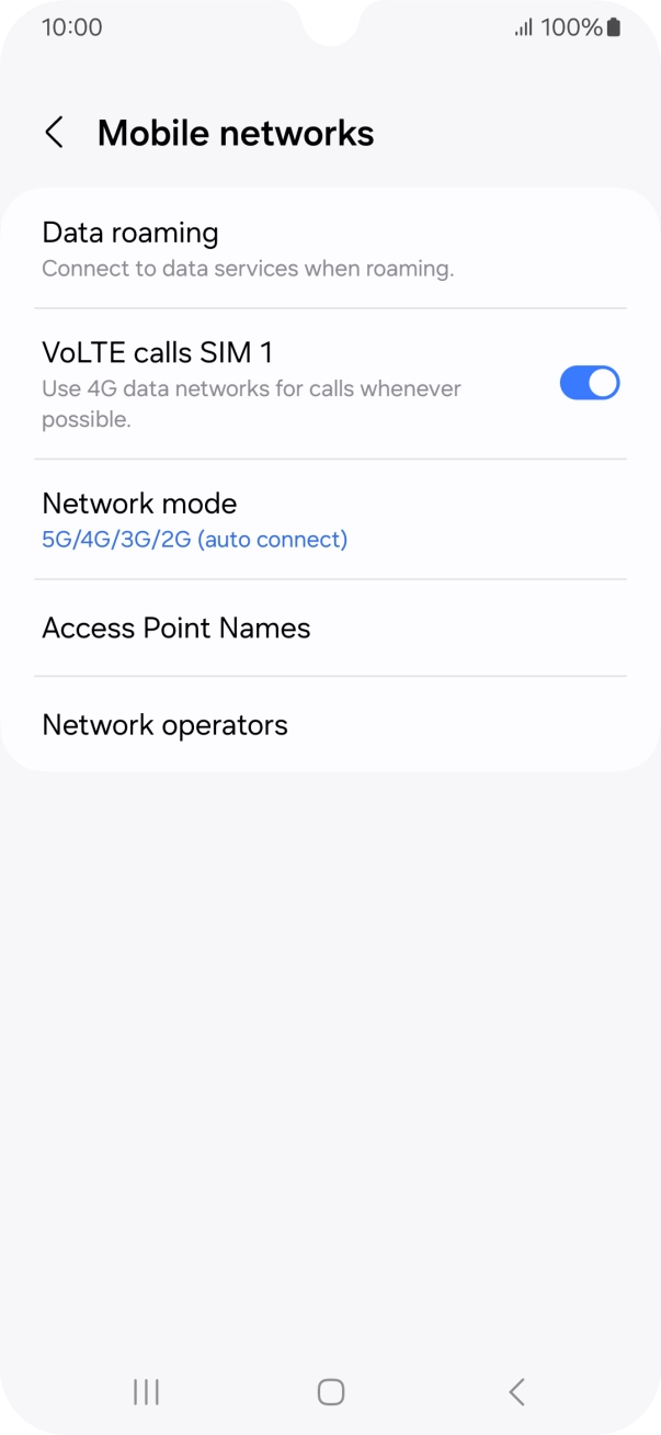 Press the indicator next to 'VoLTE calls SIM' to turn the function on or off.