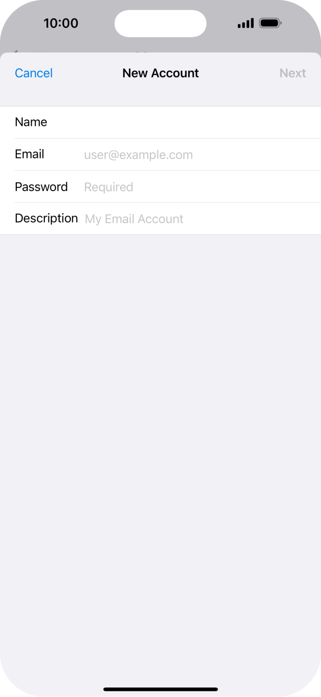 Press Email and key in your email address.