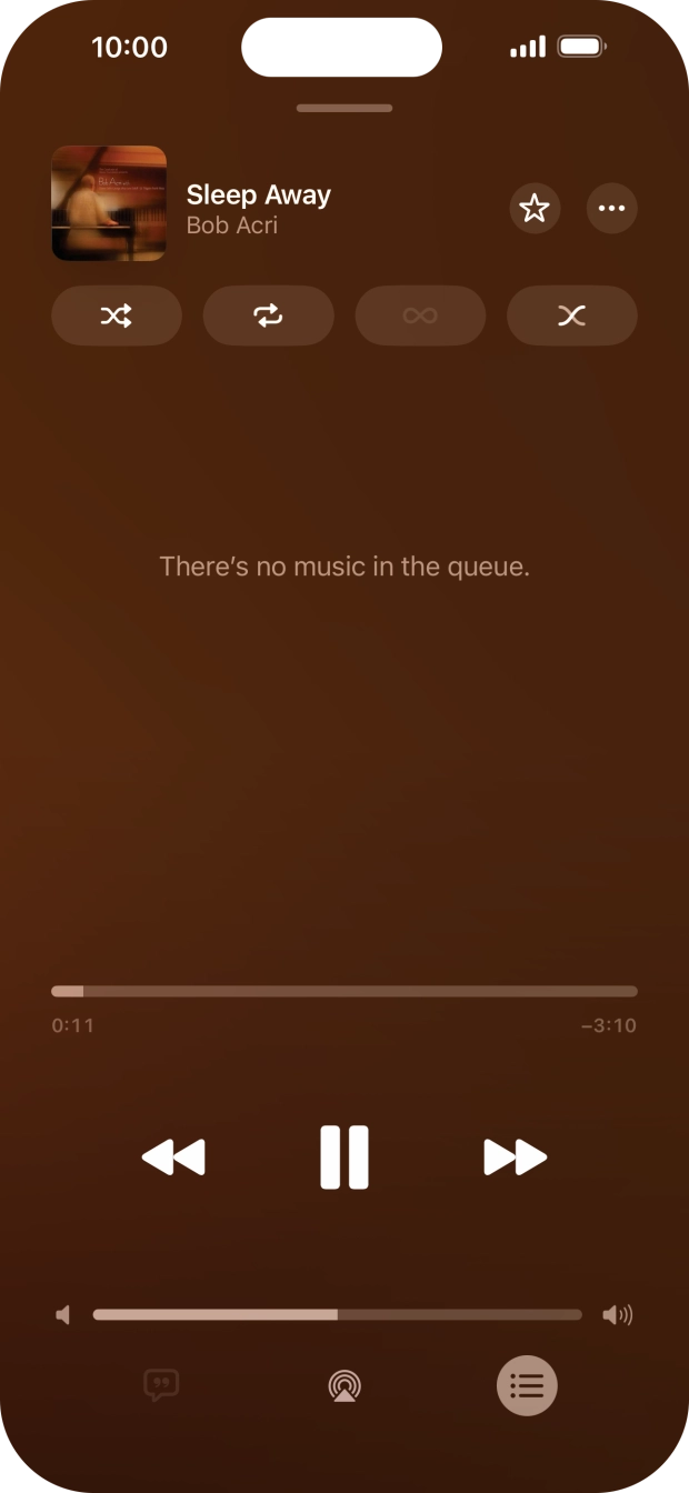 Press the shuffle icon to turn the function on or off. Press the shuffle icon to turn the function on or off.