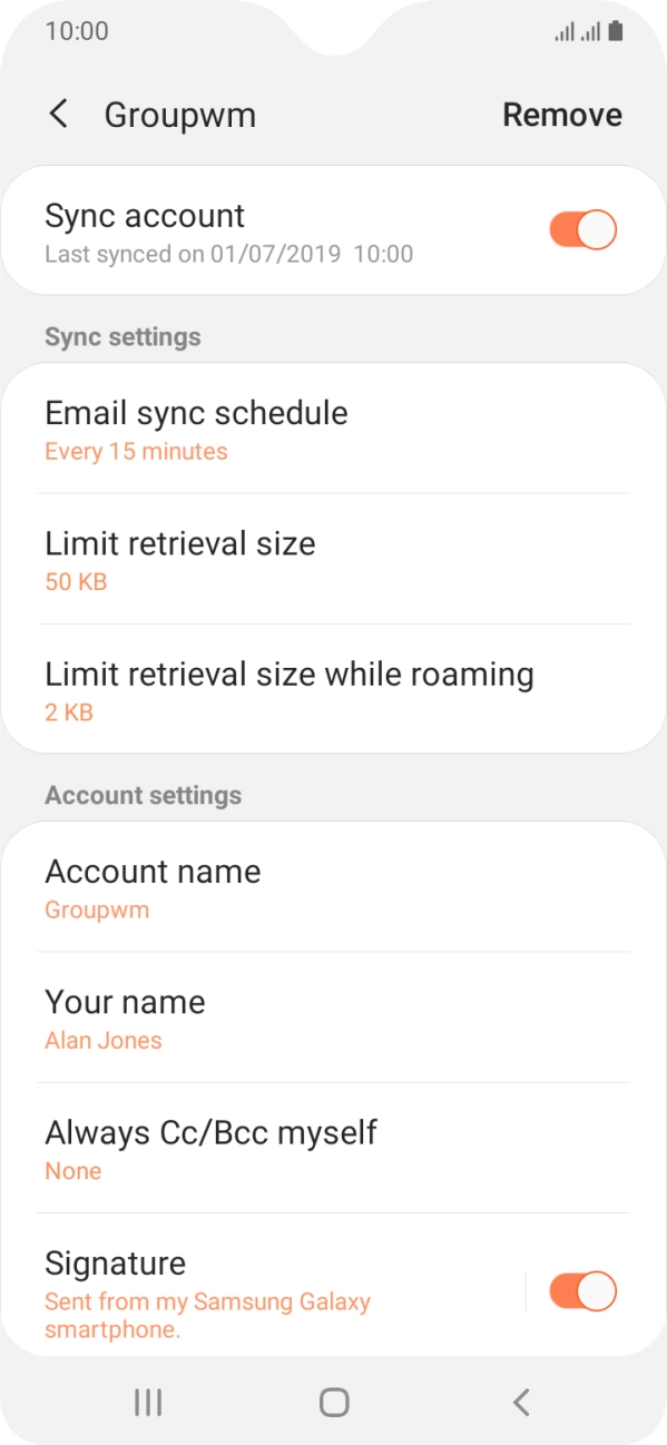 Press the indicator next to 'Sync account' to turn on the function.