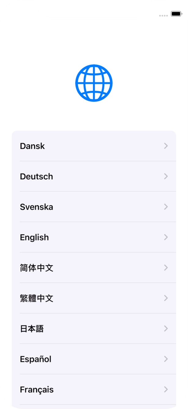 Press the required language.