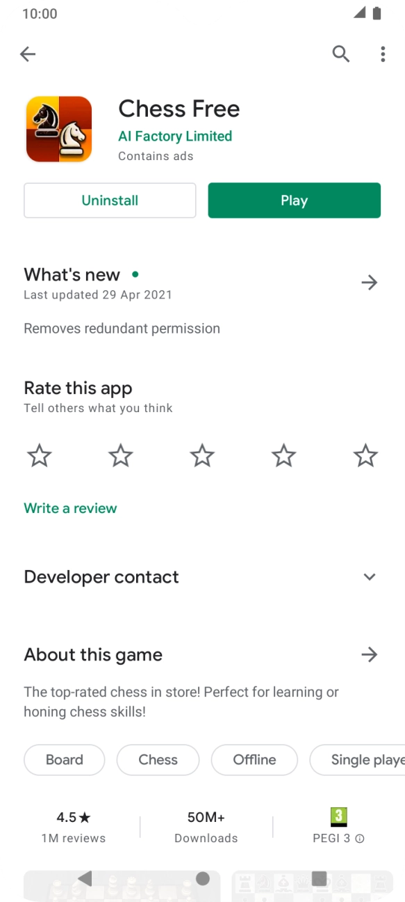 Press Uninstall.