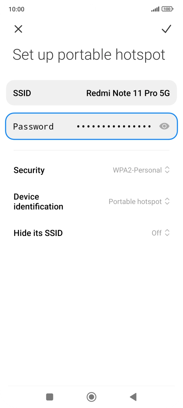 Press SSID and key in the required name for the WiFi hotspot. Press SSID and key in the required name for the WiFi hotspot.