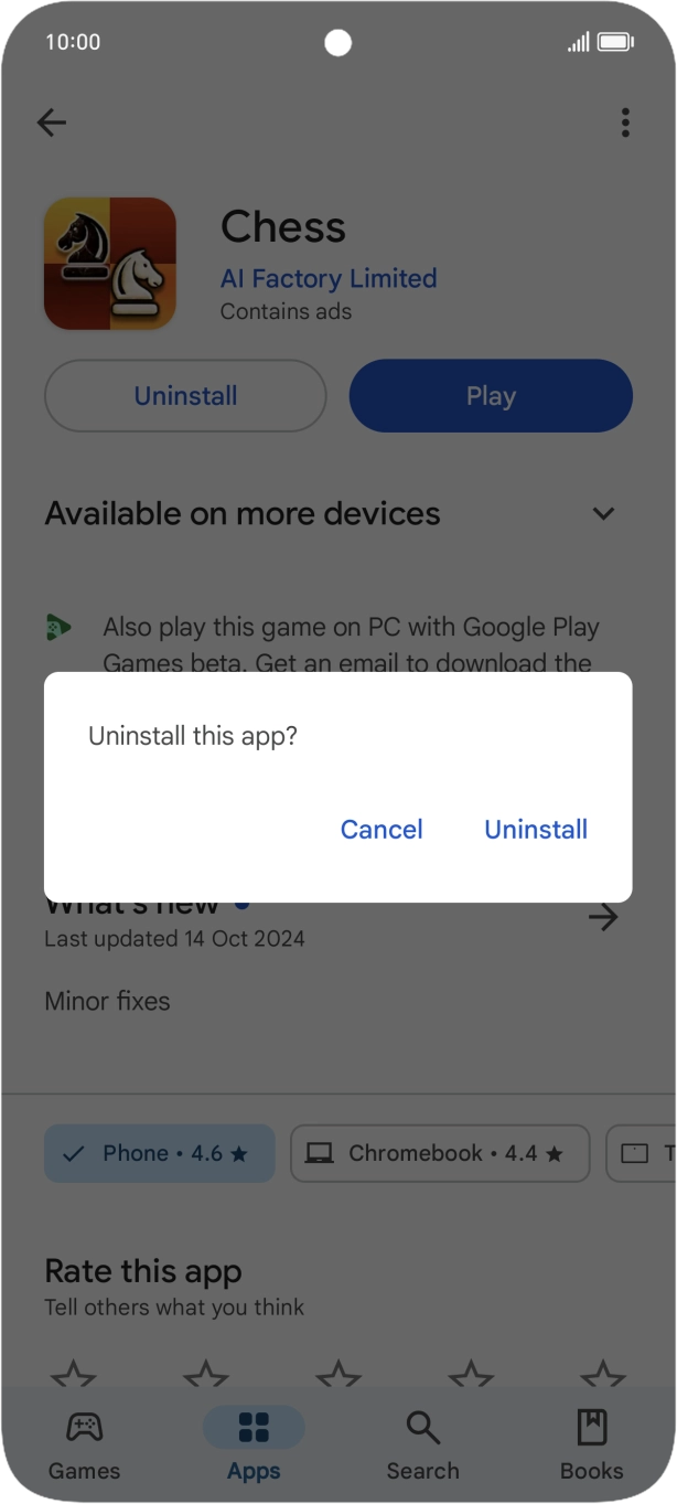 Press Uninstall.