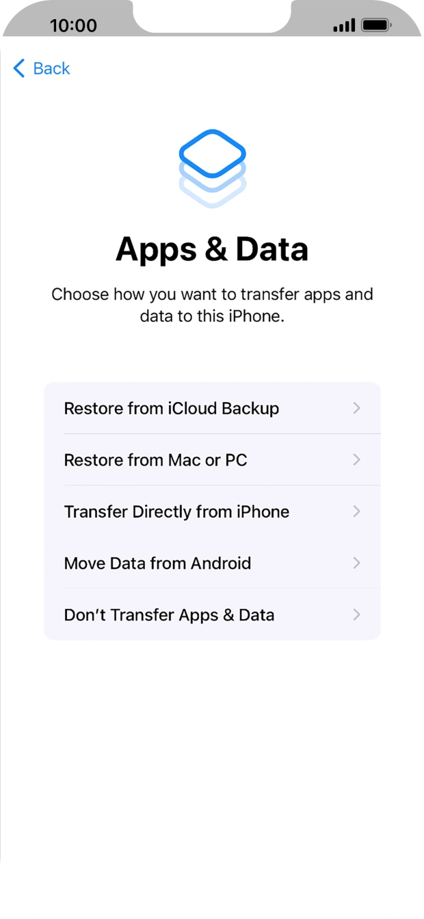You can transfer content from an Android phone when your phone is activated for the first time and after a factory reset. When this screen is displayed, your phone is ready to transfer content from an Android phone.