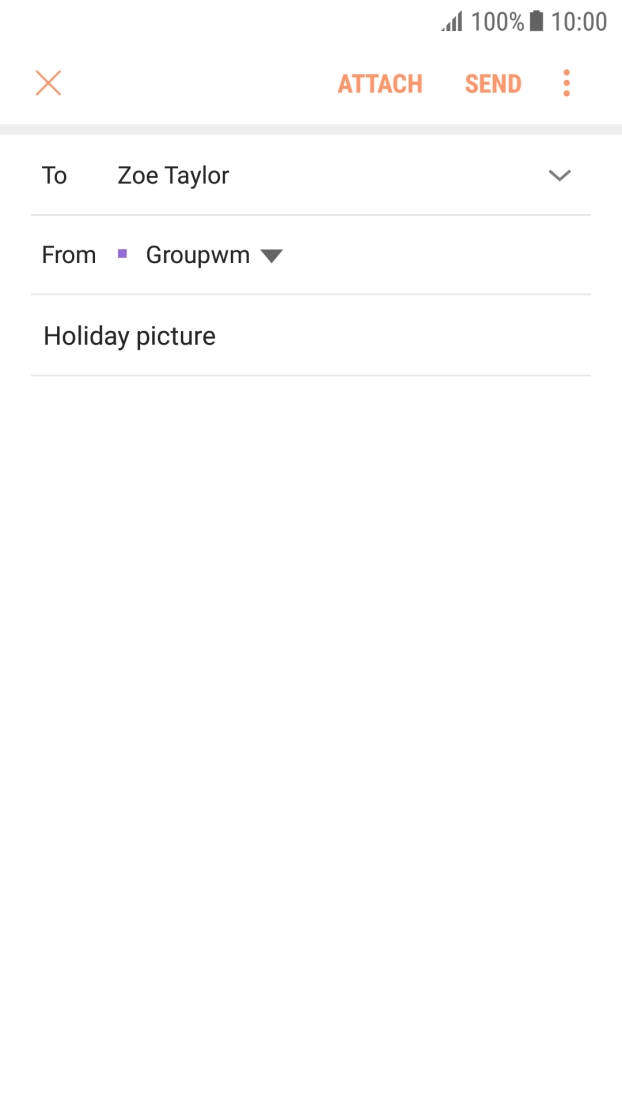 Press the text input field and write the text for your email. Press the text input field and write the text for your email.