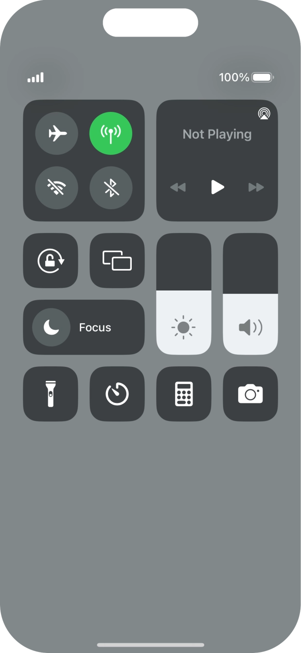 Press the flight mode icon to turn the function on or off. Press the flight mode icon to turn the function on or off.