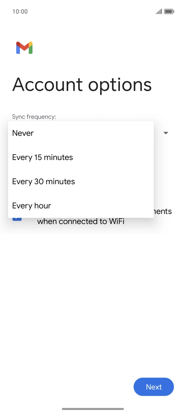 Press the required setting.