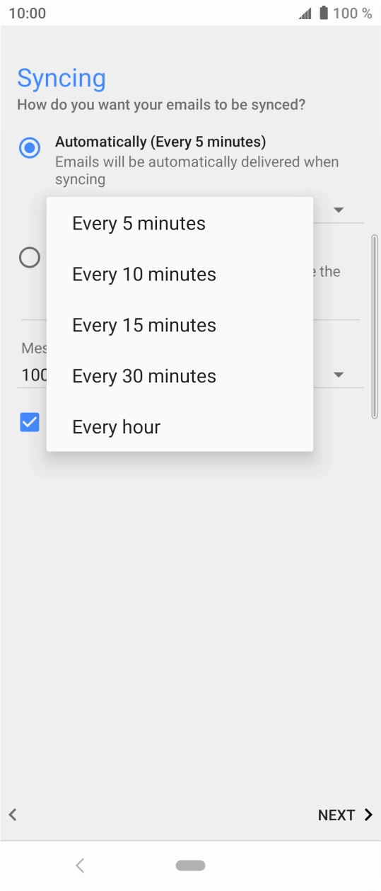 Press the required setting.