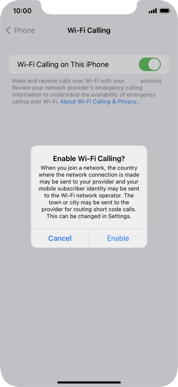 If you turn on the function, press Enable.