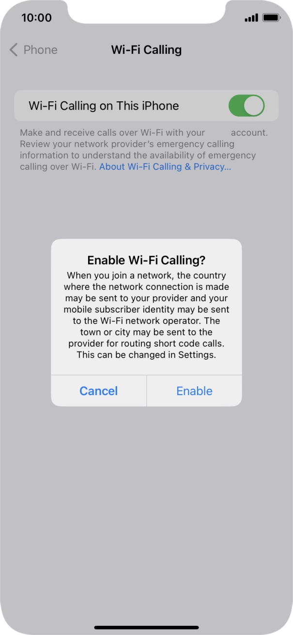 If you turn on the function, press Enable.