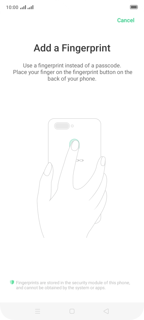 Follow the instructions on the screen to create the phone lock code using your fingerprint. Follow the instructions on the screen to create the phone lock code using your fingerprint.