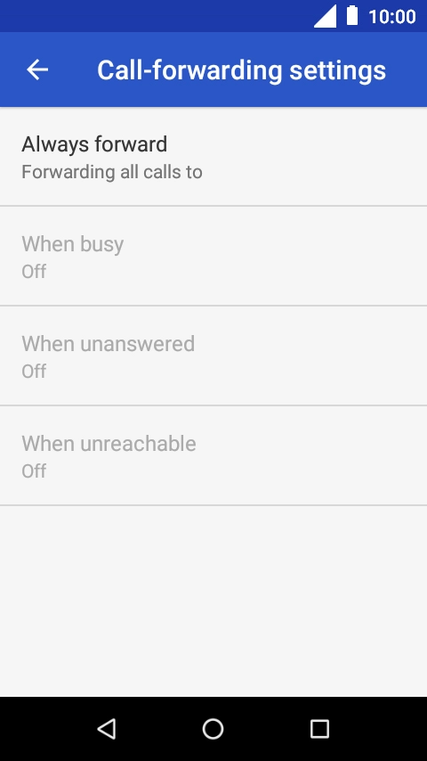 Press the required divert type. Press the required divert type.