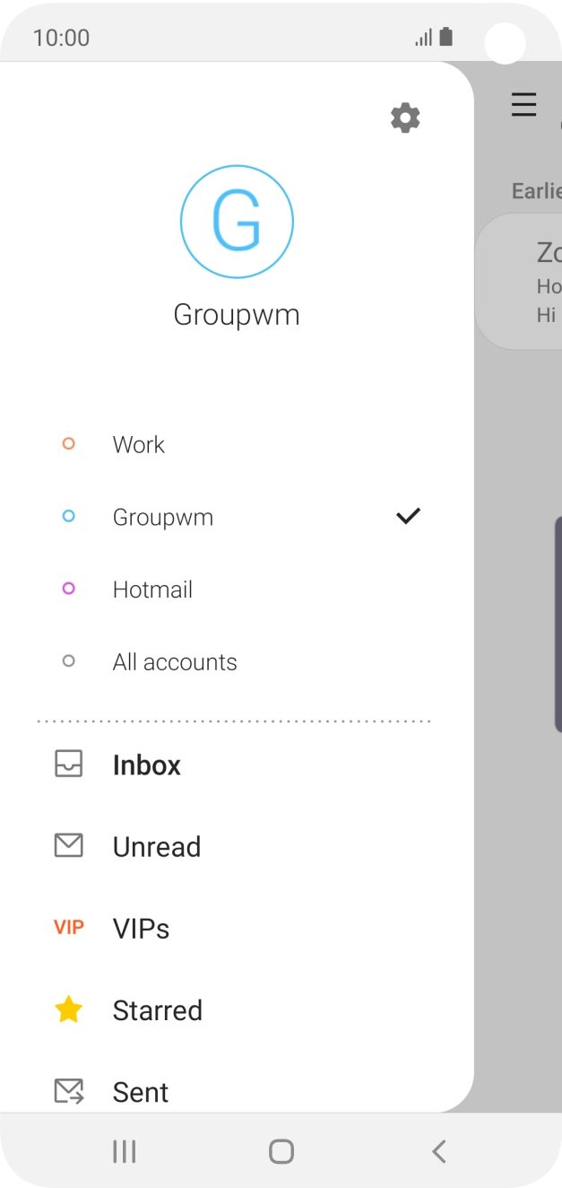 Press the required email account.