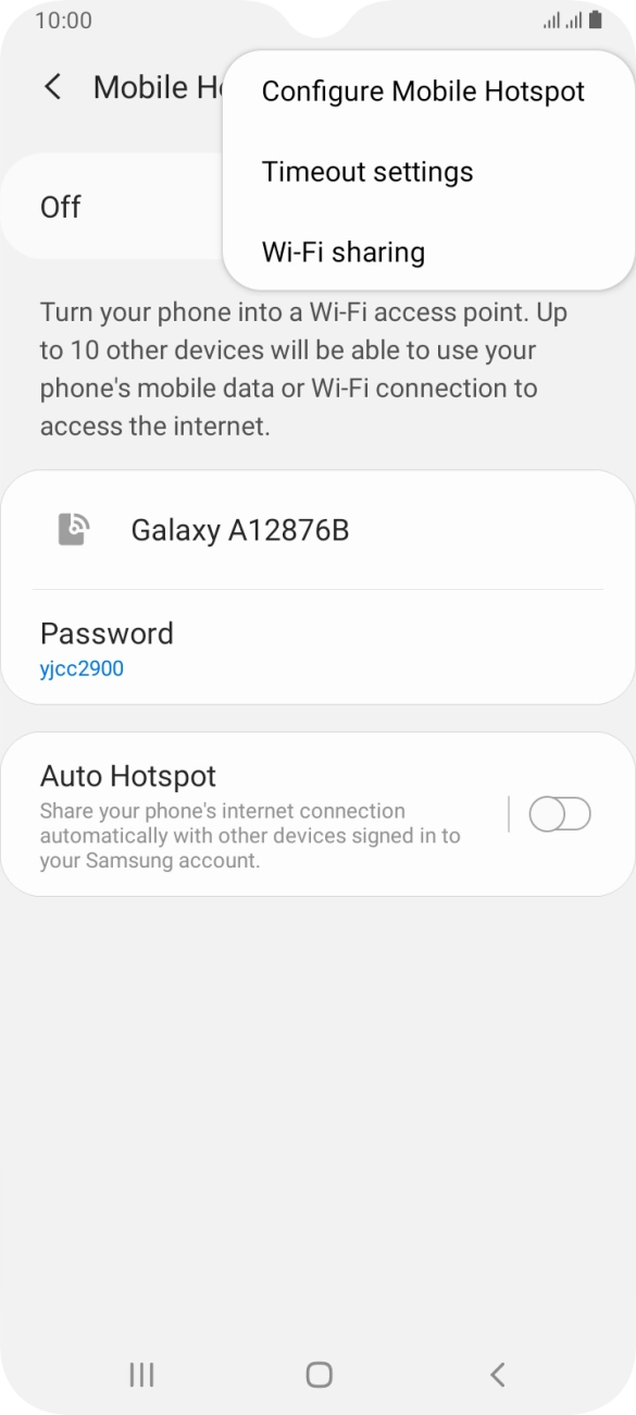 Press Configure Mobile Hotspot. Press Configure Mobile Hotspot.