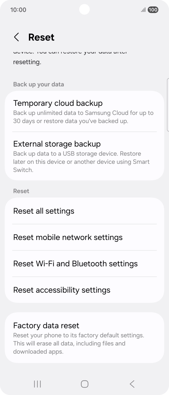 Press Factory data reset.