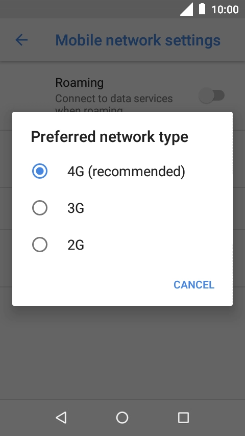 Press the required network mode. Press the required network mode.