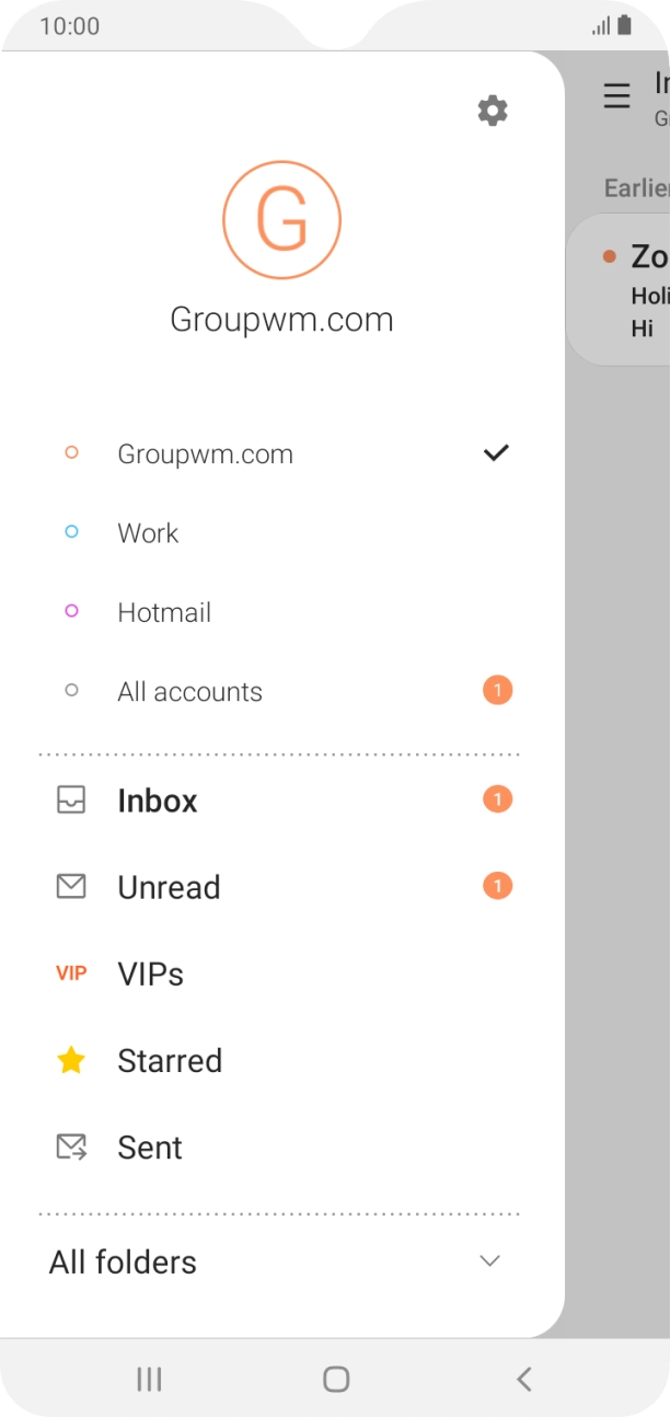 Press the required email account.