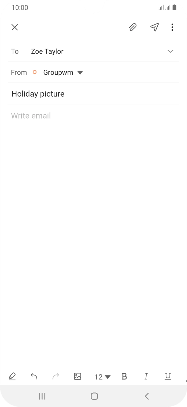 Press the text input field and write the text for your email. Press the text input field and write the text for your email.