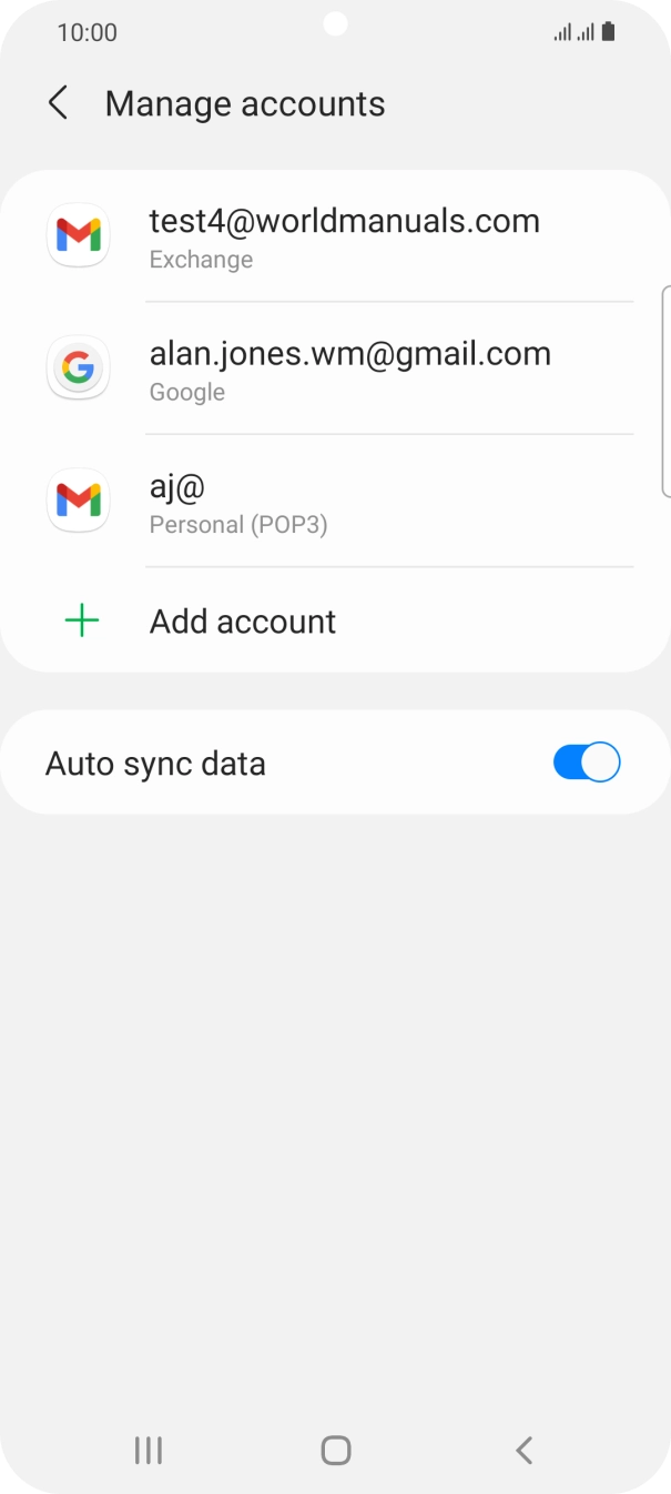 Press the indicator next to 'Auto sync data' to turn the function on or off. Press the indicator next to 'Auto sync data' to turn the function on or off.