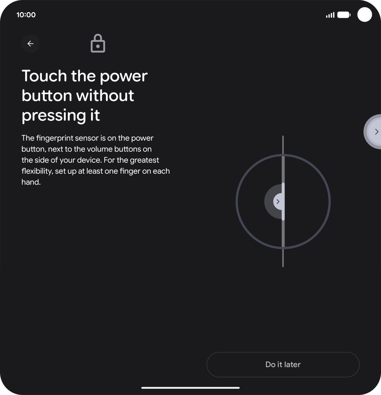 Follow the instructions on the screen to create the lock code using your fingerprint. Follow the instructions on the screen to create the lock code using your fingerprint.