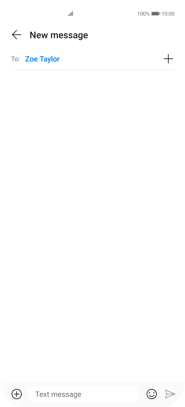Press the text input field and write the text for your text message.