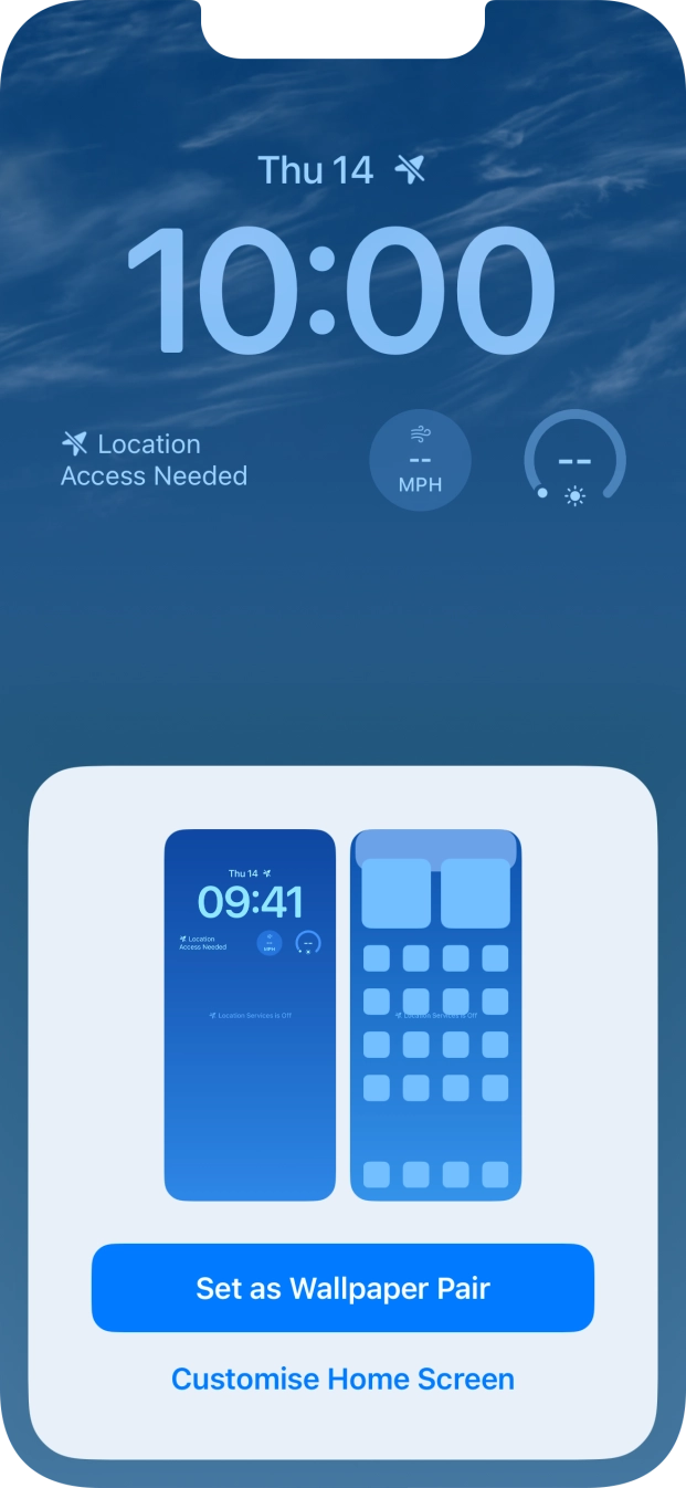 To use the same colour theme on the home screen, press Set as Wallpaper Pair. To use the same colour theme on the home screen, press Set as Wallpaper Pair.