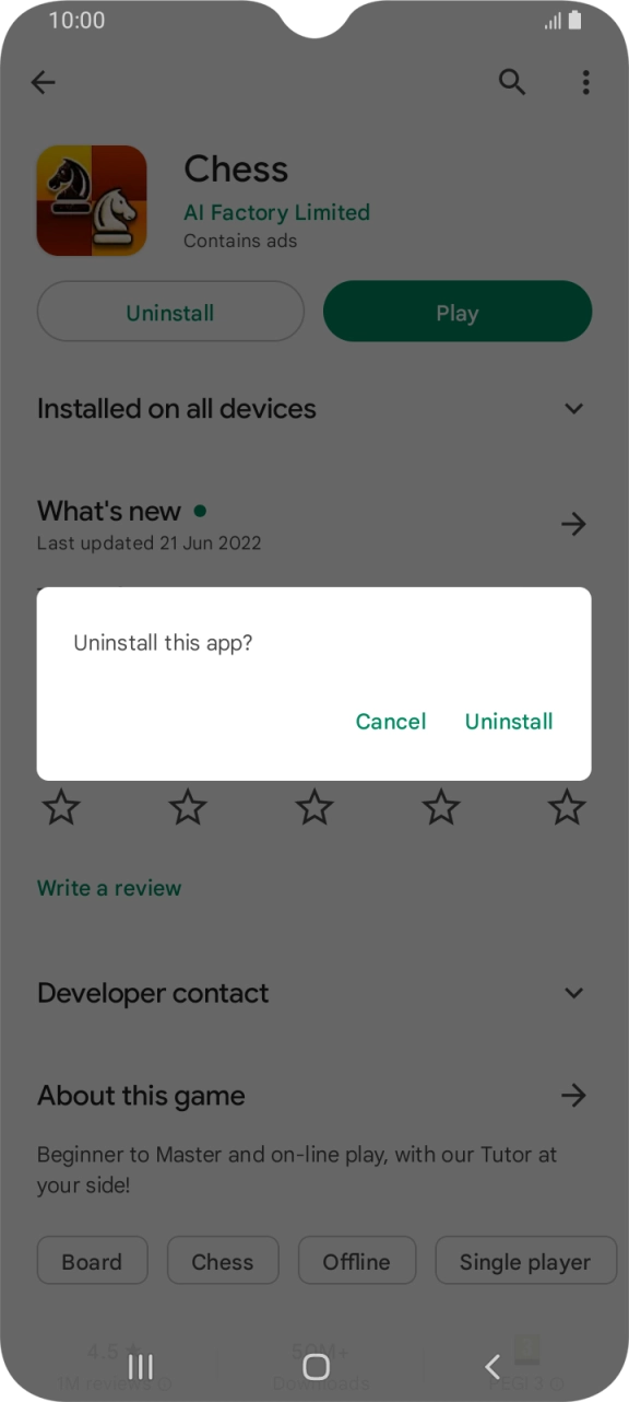Press Uninstall.